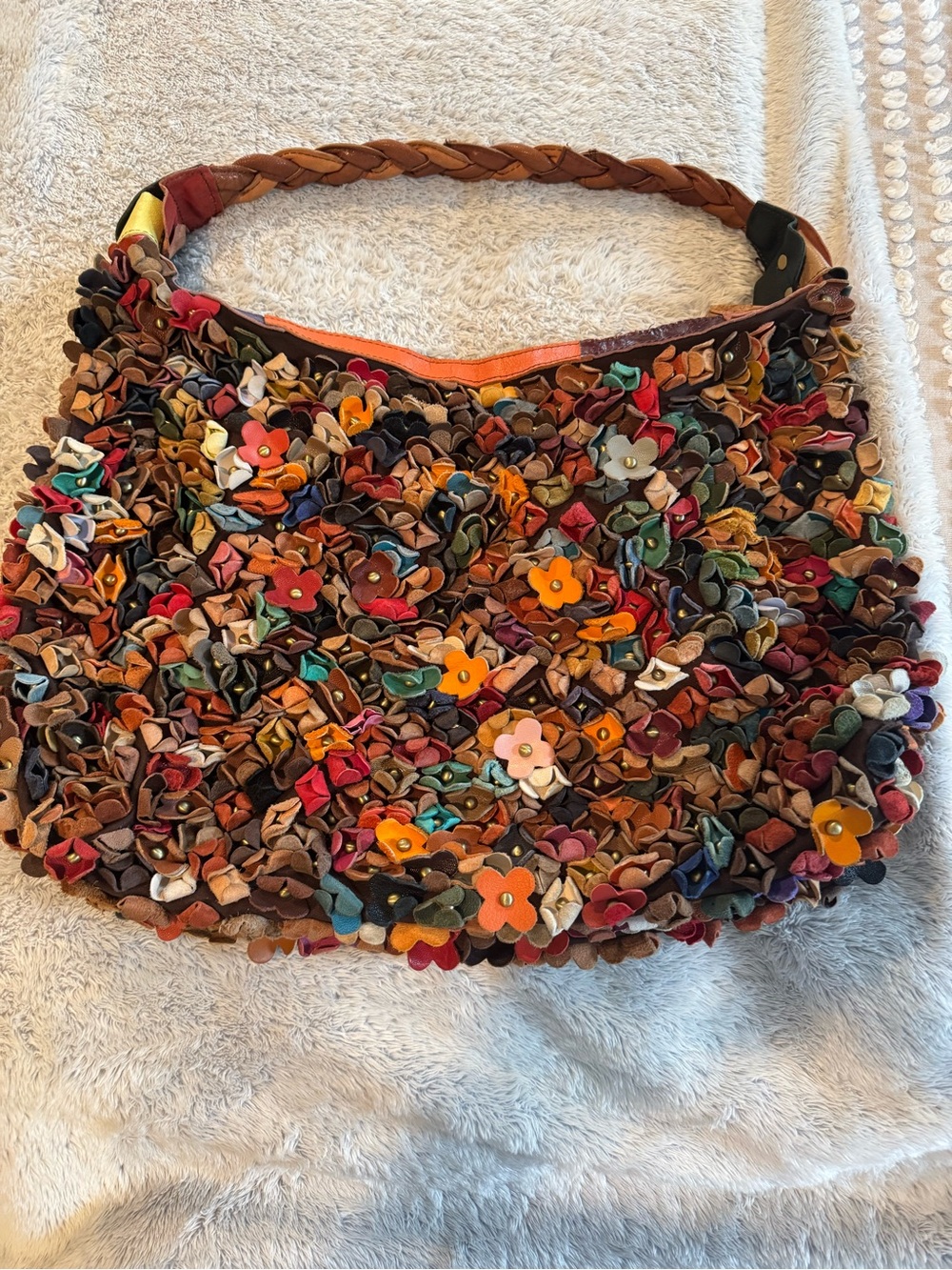Multicolor Floral Appliqué Women’s Shoulder Bag